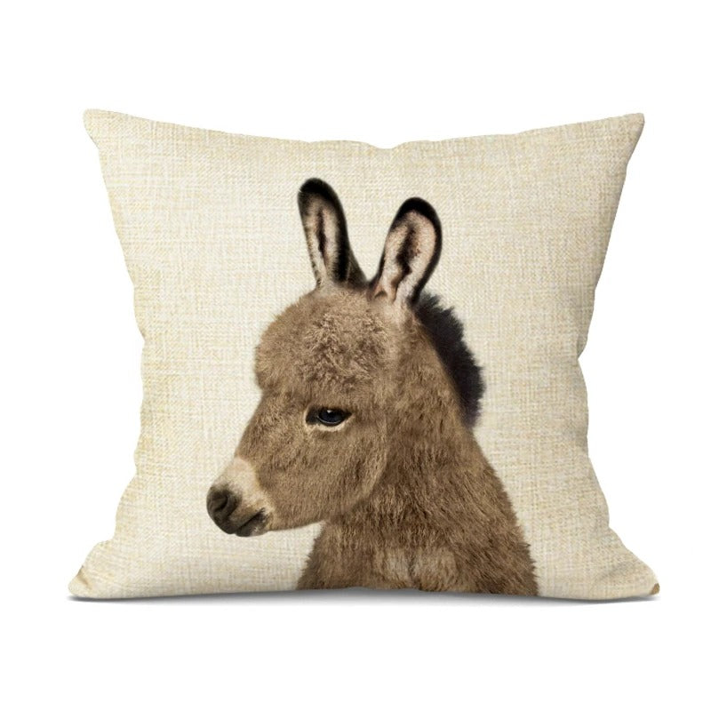 WhimsyWeave - Linen Animal Cushion Cover for Kids' Bedroom