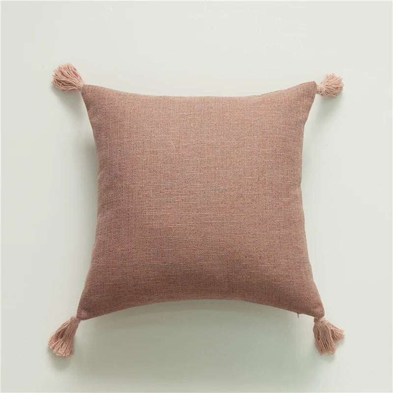 ImperialRest - Elegant Linen Pom-Pom Cushion Cover
