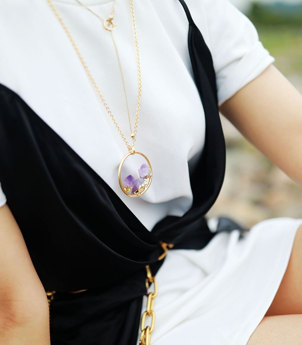 Evelyne - Natural Raw Amethyst Necklace