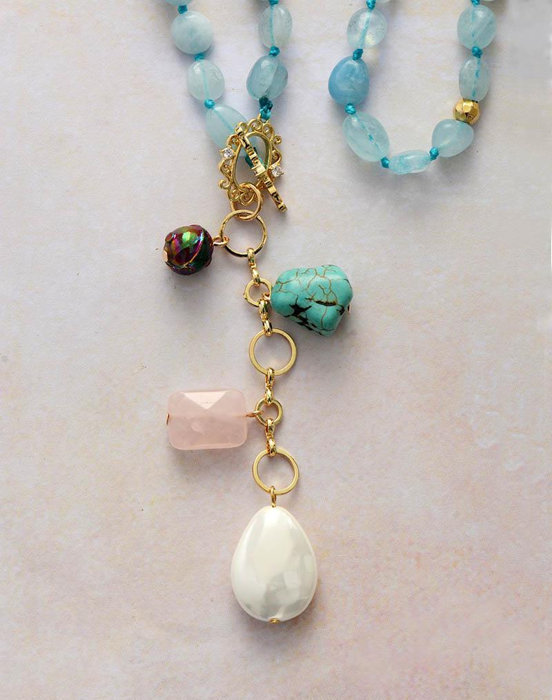 Maris - Ocean Stone Mala Drop Necklace