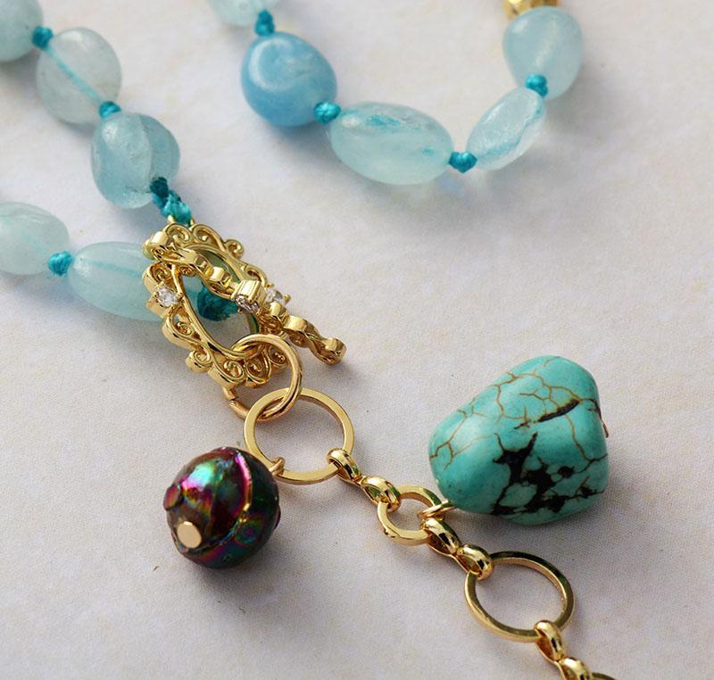 Maris - Ocean Stone Mala Drop Necklace