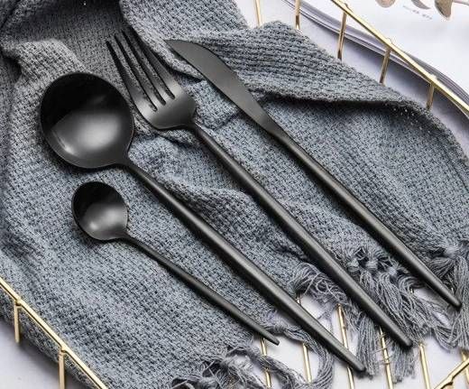 Napoli - Luxury Black Stainless Steel Cutlery Set