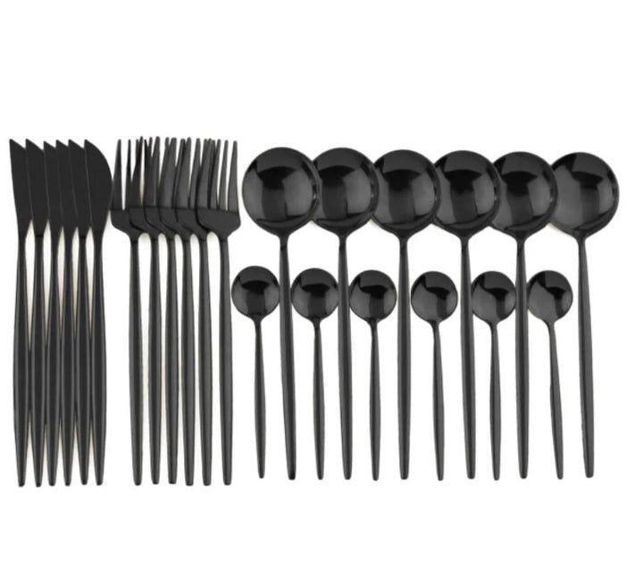 Napoli - Luxury Black Stainless Steel Cutlery Set