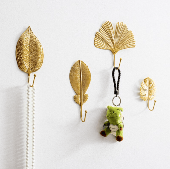 LeafLine - Patère Murale Feuille Dorée Élégante pour votre Intérieur