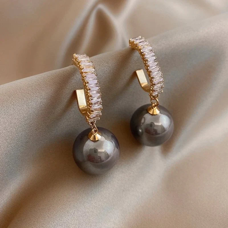 Amara - Boucles d'oreilles perle et zircone de luxe