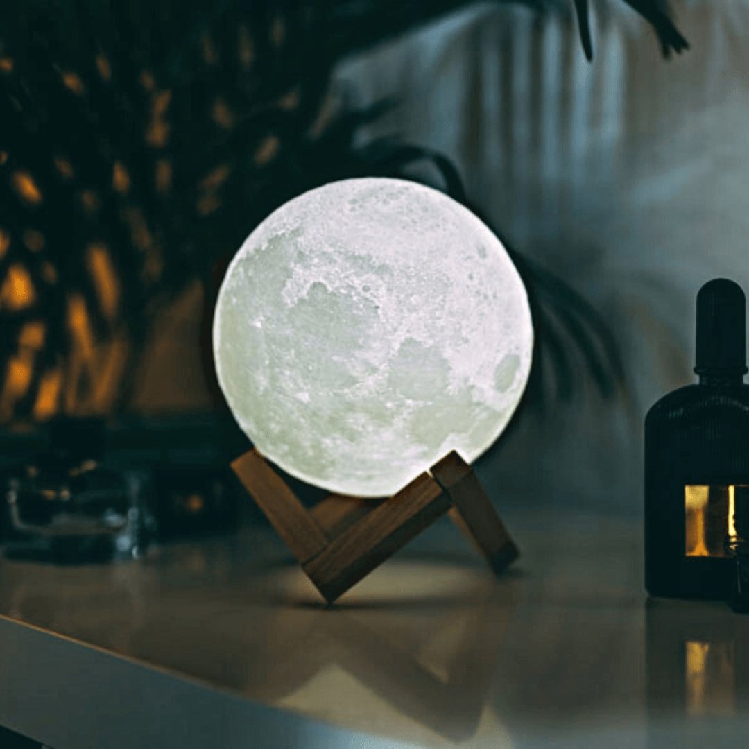 Moon Lamp - Wireless Touch LED Lamp with Wooden Base
