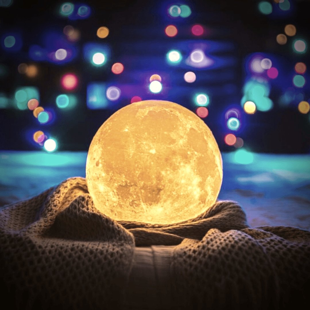 Moon Lamp - Wireless Touch LED Lamp with Wooden Base