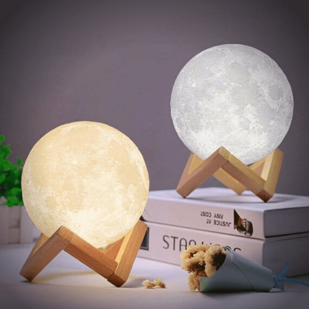Moon Lamp - Wireless Touch LED Lamp with Wooden Base