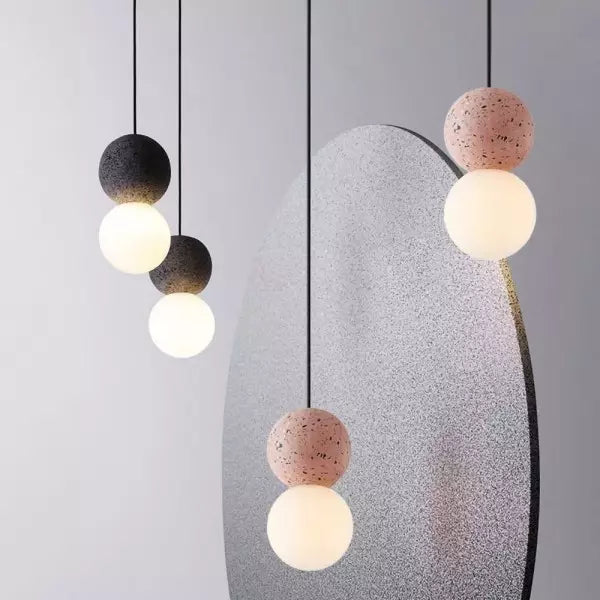 Origo - Elegant Geometric Pendant Light in Stone and Glass
