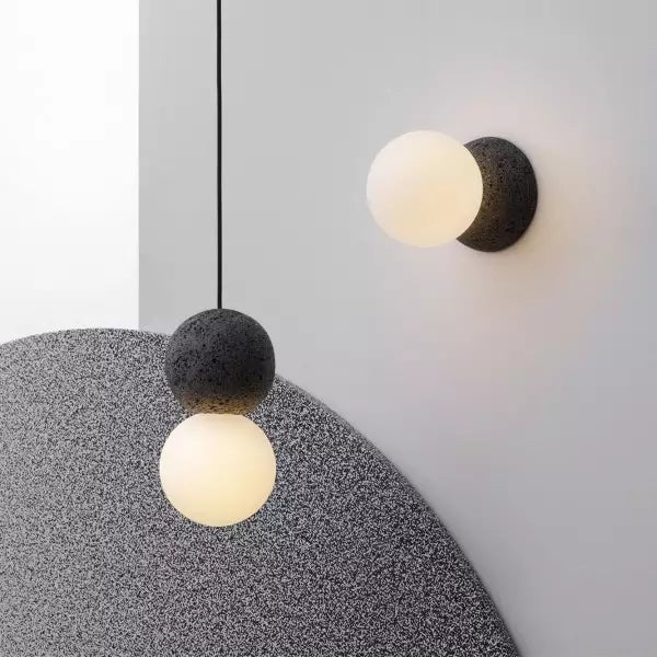 Origo - Elegant Geometric Pendant Light in Stone and Glass