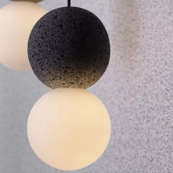 Origo - Elegant Geometric Pendant Light in Stone and Glass
