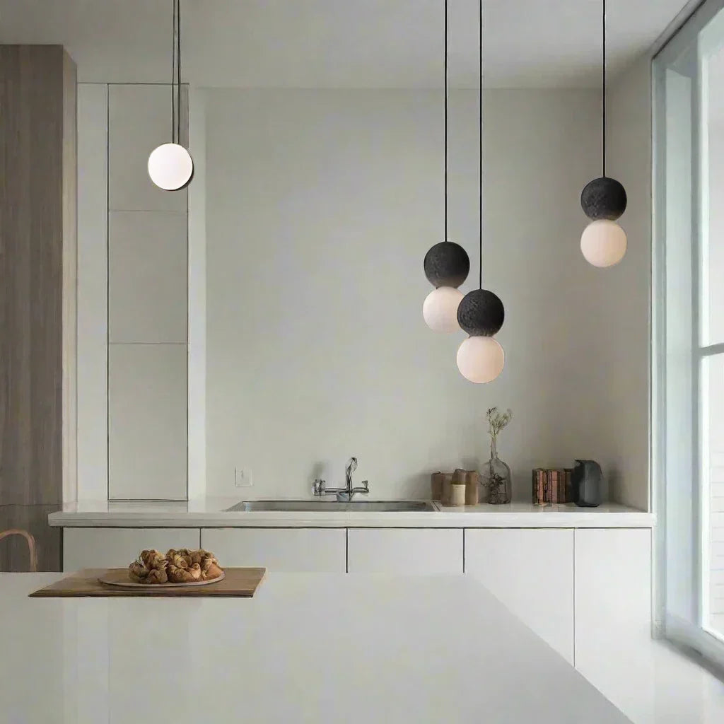 Origo - Elegant Geometric Pendant Light in Stone and Glass