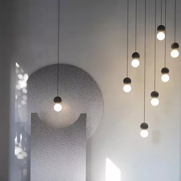 Origo - Elegant Geometric Pendant Light in Stone and Glass