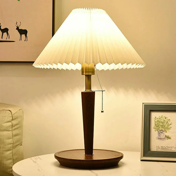 Woodly - Vintage Wood Table Lamp with Pleated Design