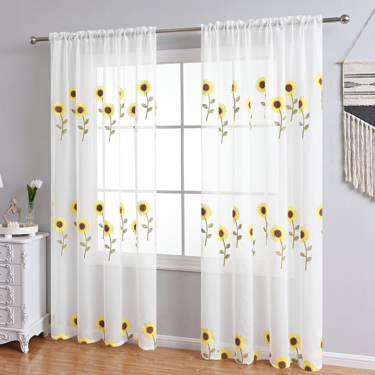Harvestbloom - Rustic Sunflower Print Curtains