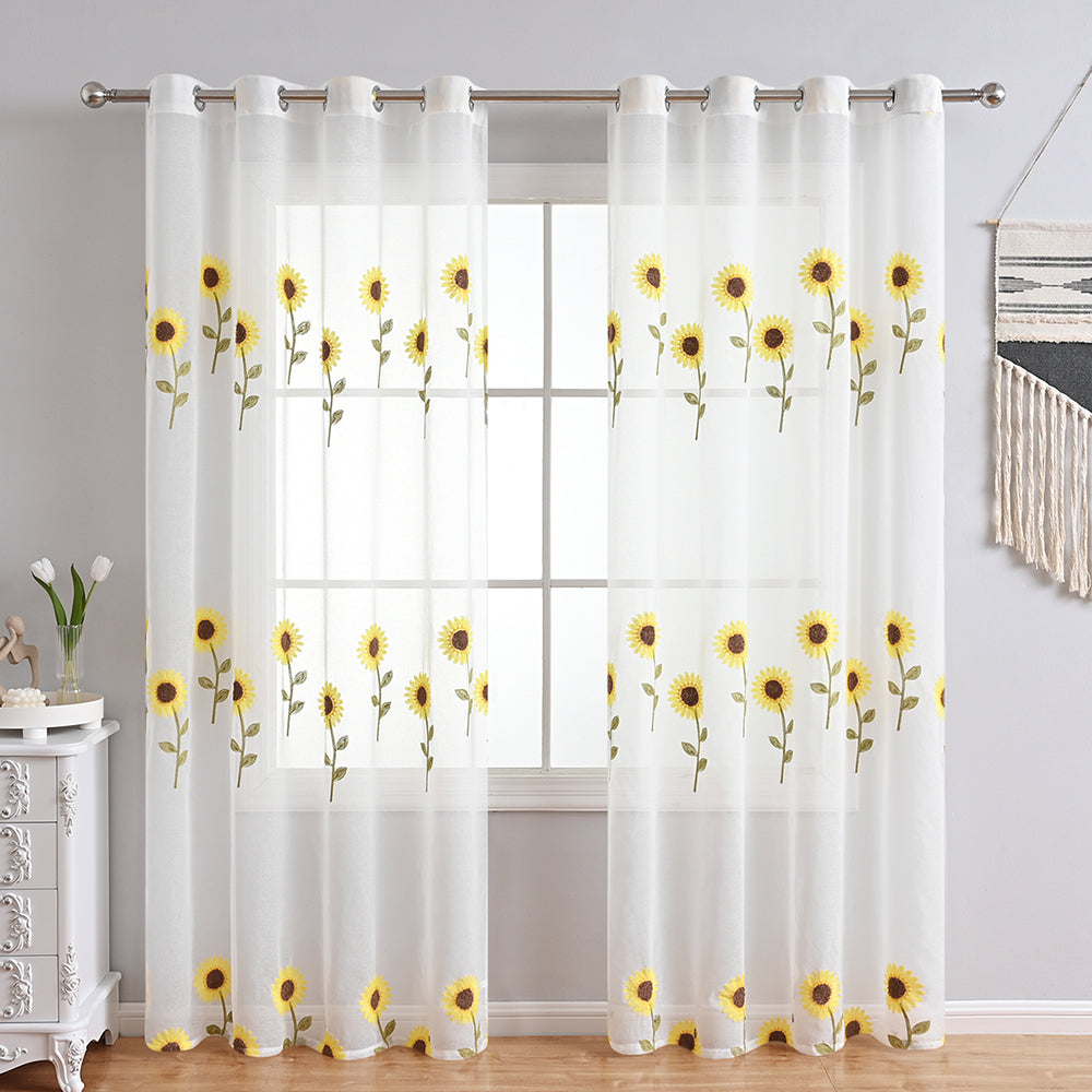 Harvestbloom - Rustic Sunflower Print Curtains