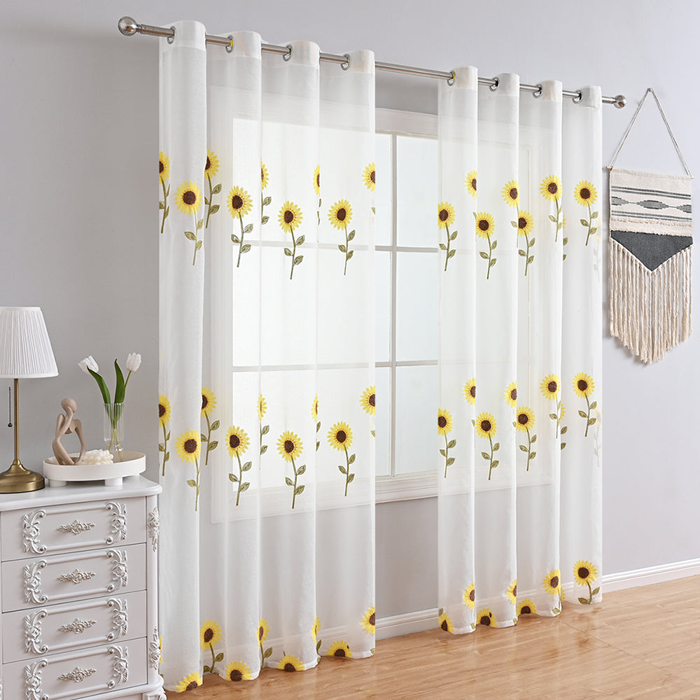 Harvestbloom - Rustic Sunflower Print Curtains