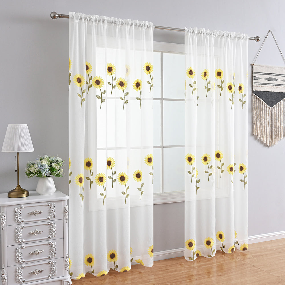 Harvestbloom - Rustic Sunflower Print Curtains