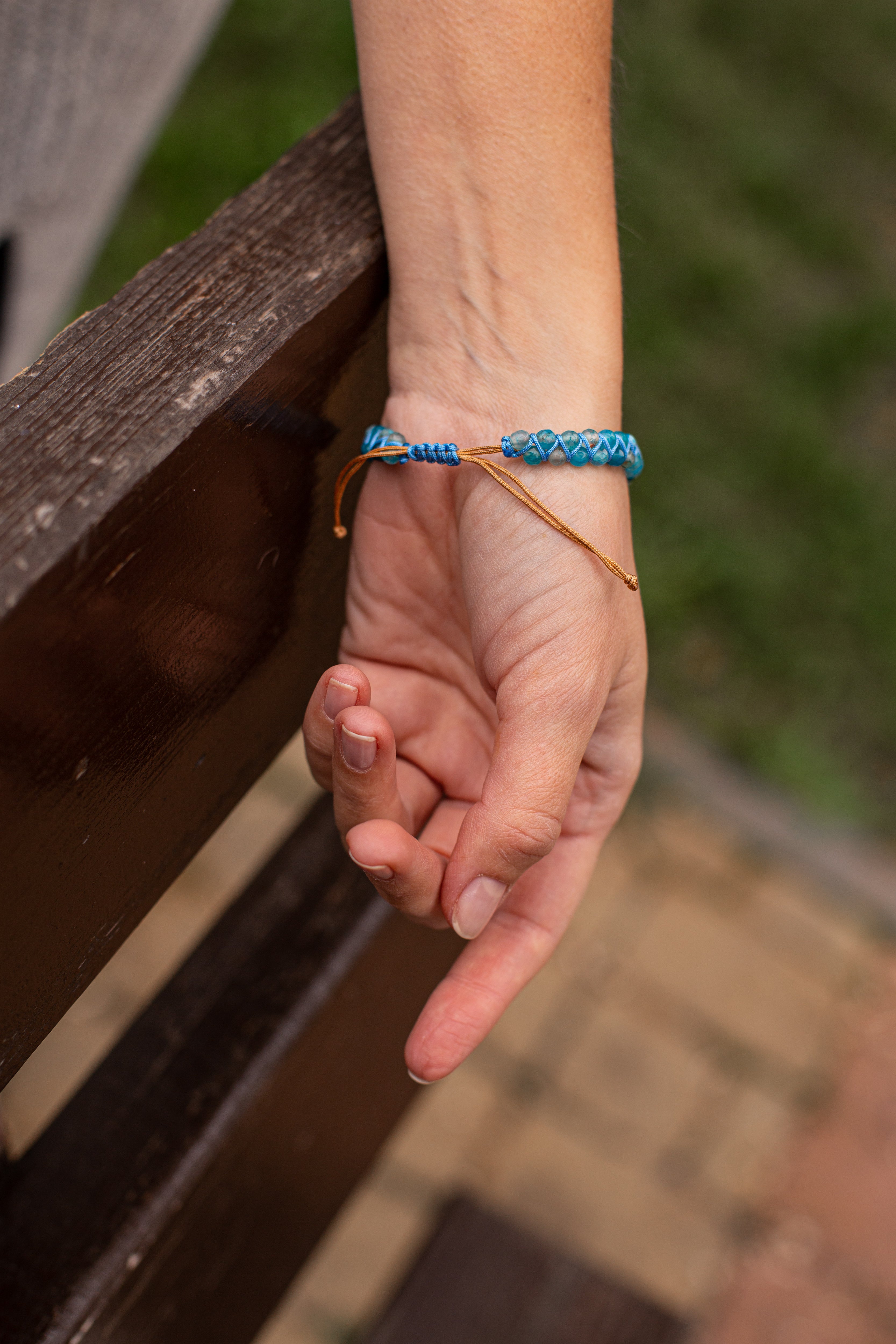 Liora - Blue Opal Beaded Bracelet with Silver-Plated Setting