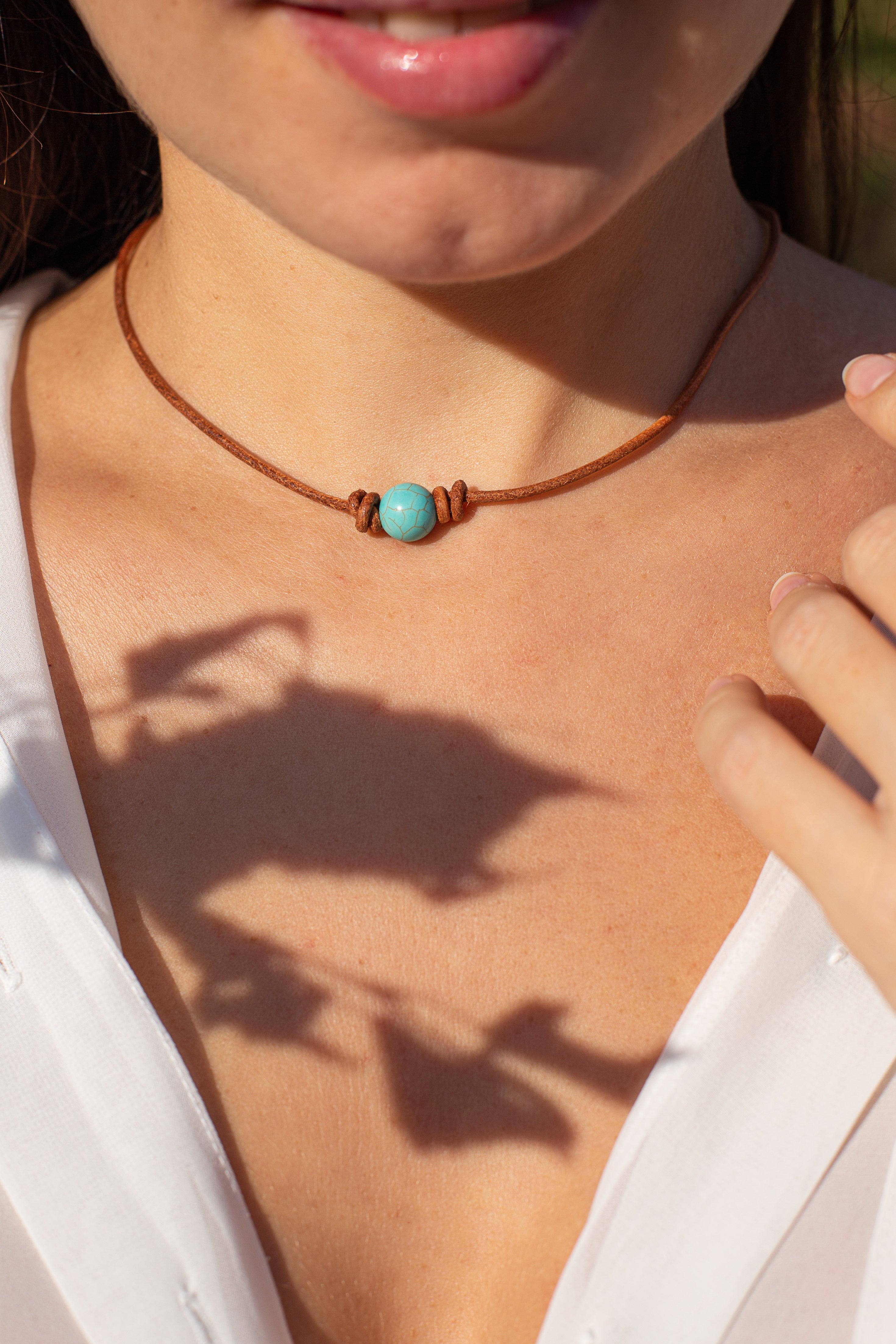 Calista - Collier ras-de-cou en turquoise naturelle
