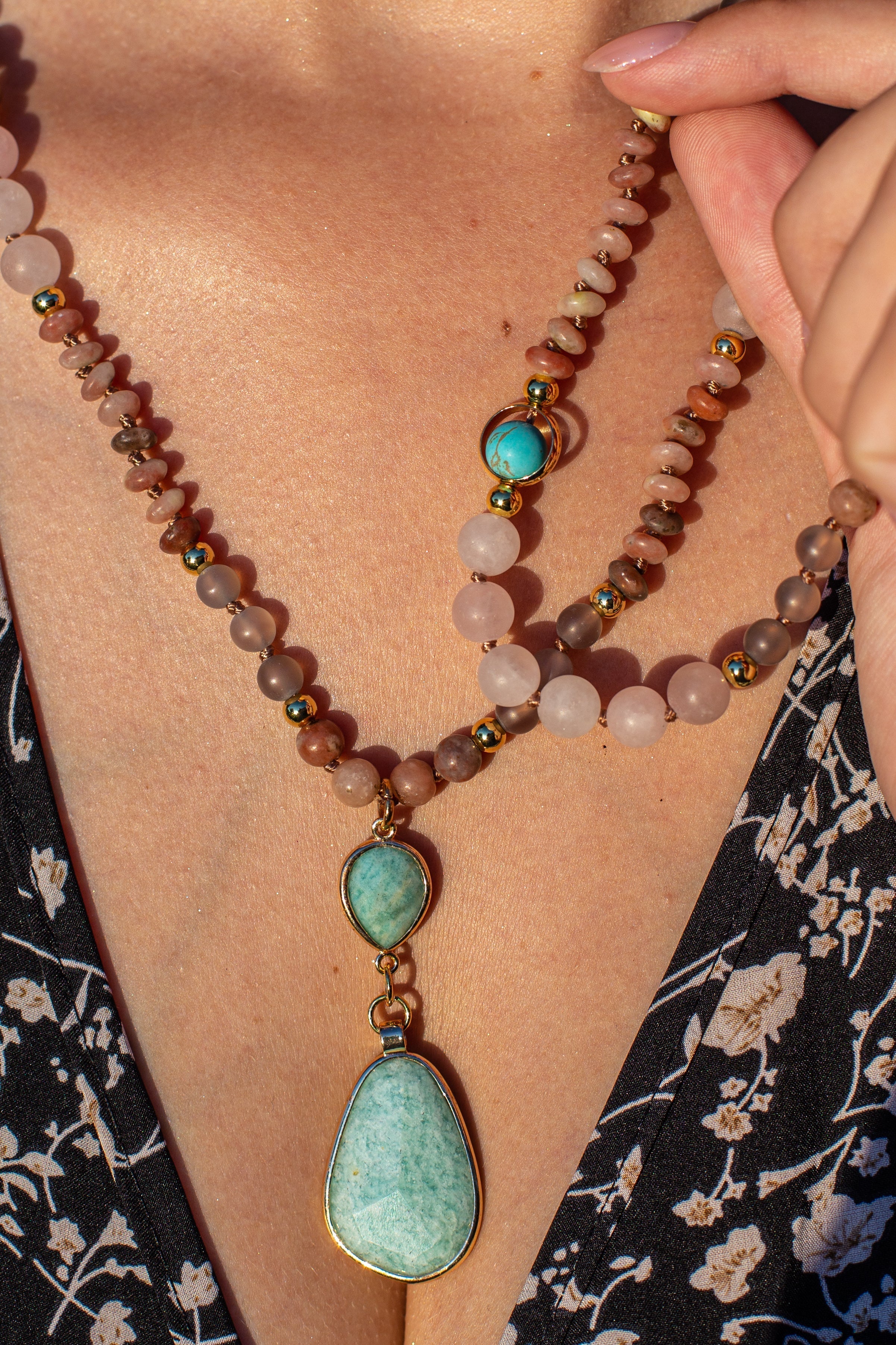 Aurielle - Collier mala pastel à 108 perles