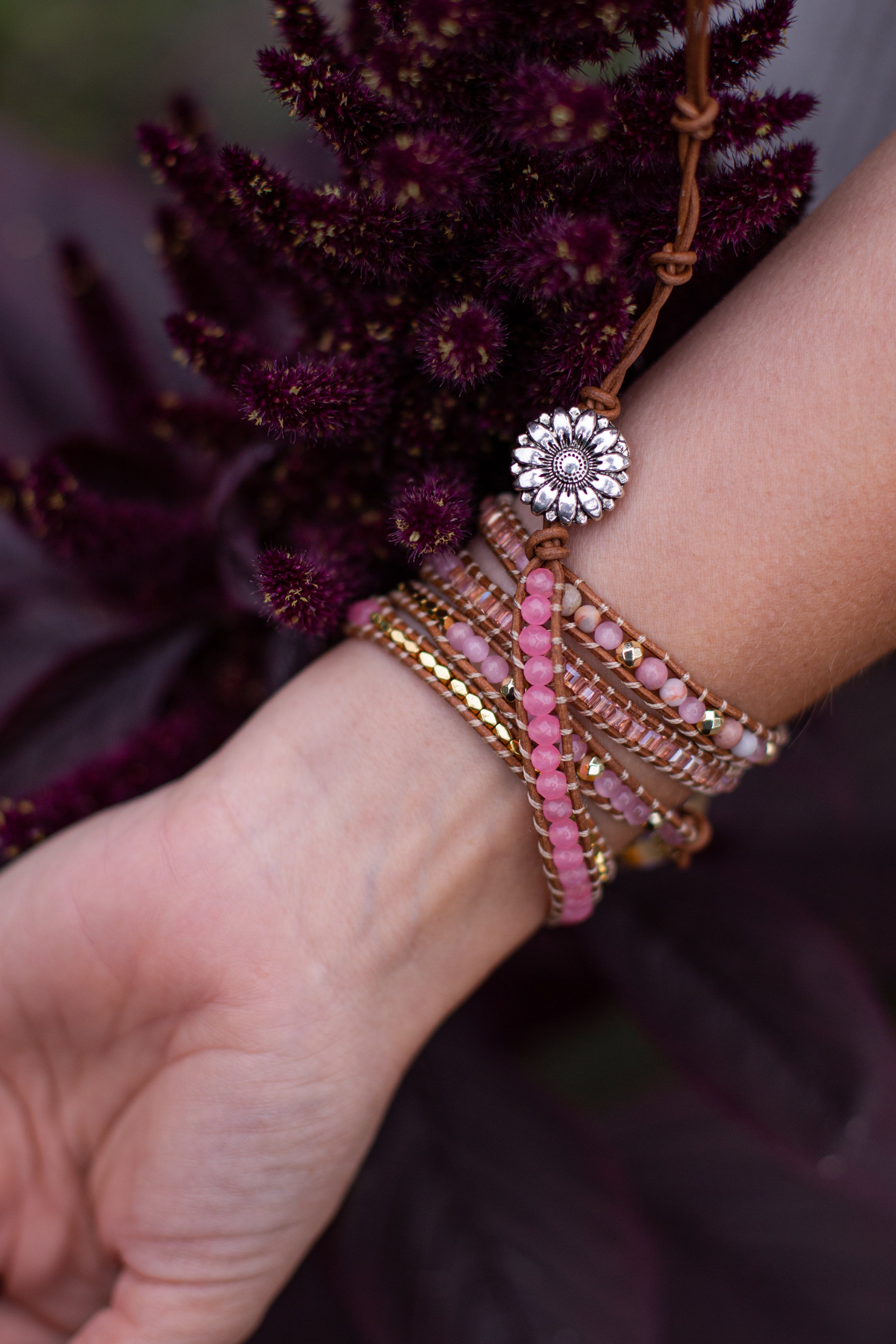 Amoria - Rose Quartz Bracelet with Gold Accents