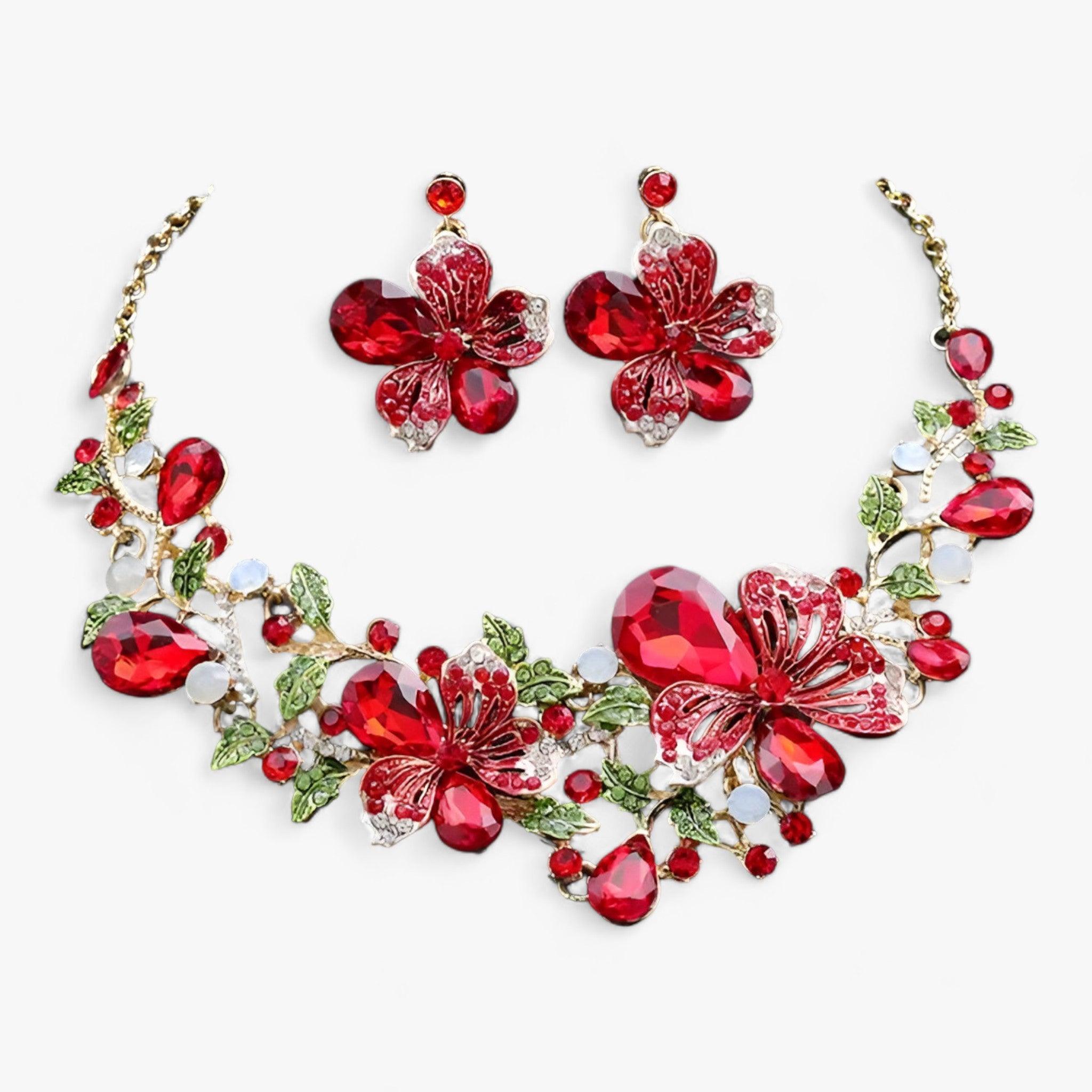 FleurGlow - Parure de mariée en émail floral