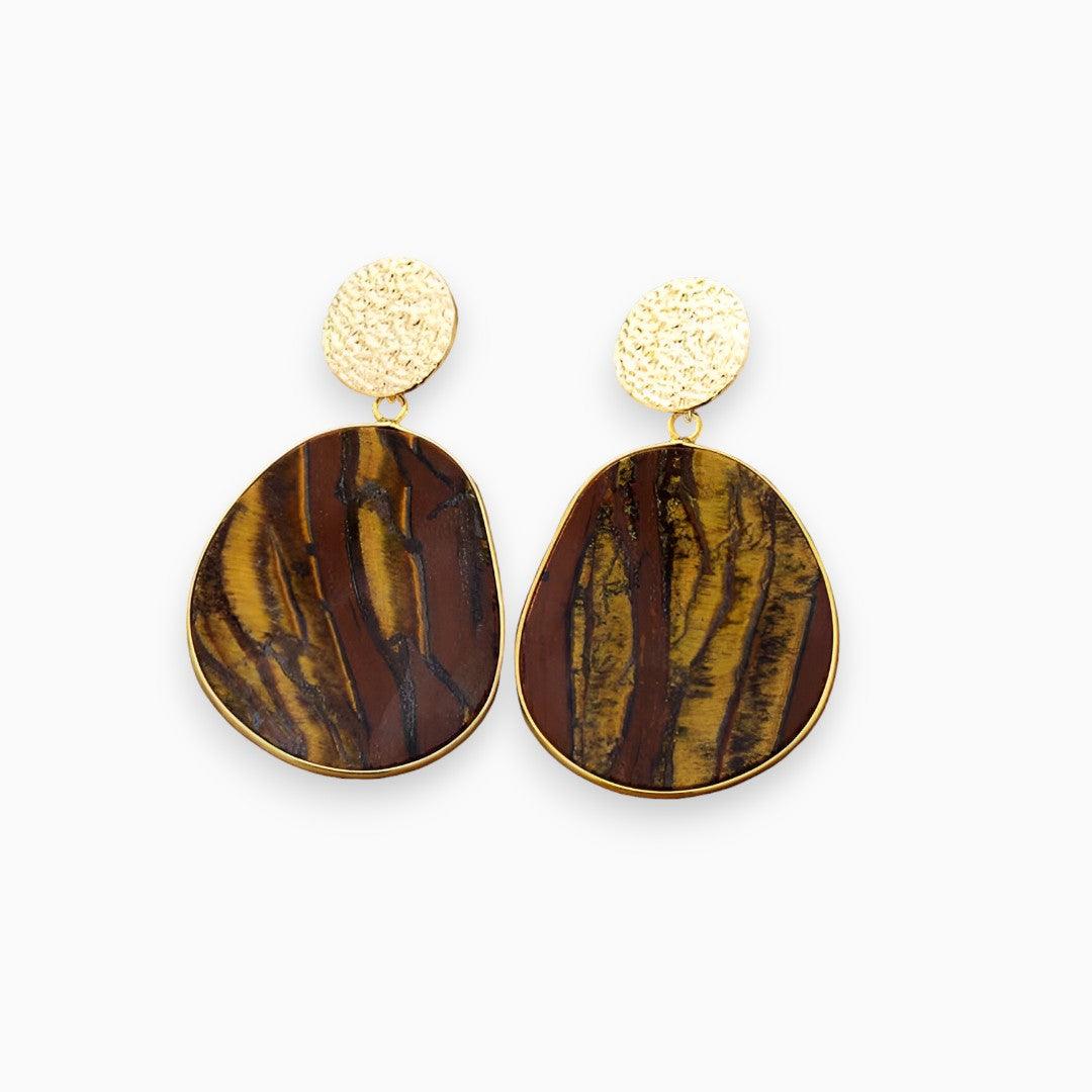 Althea - Lapis Lazuli and Tiger Eye Drop Earrings