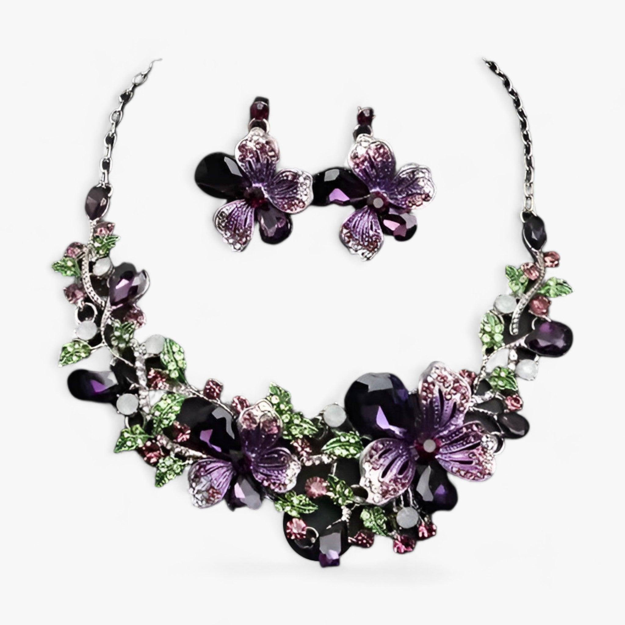 FleurGlow - Floral Enamel Bridal Jewellery Set
