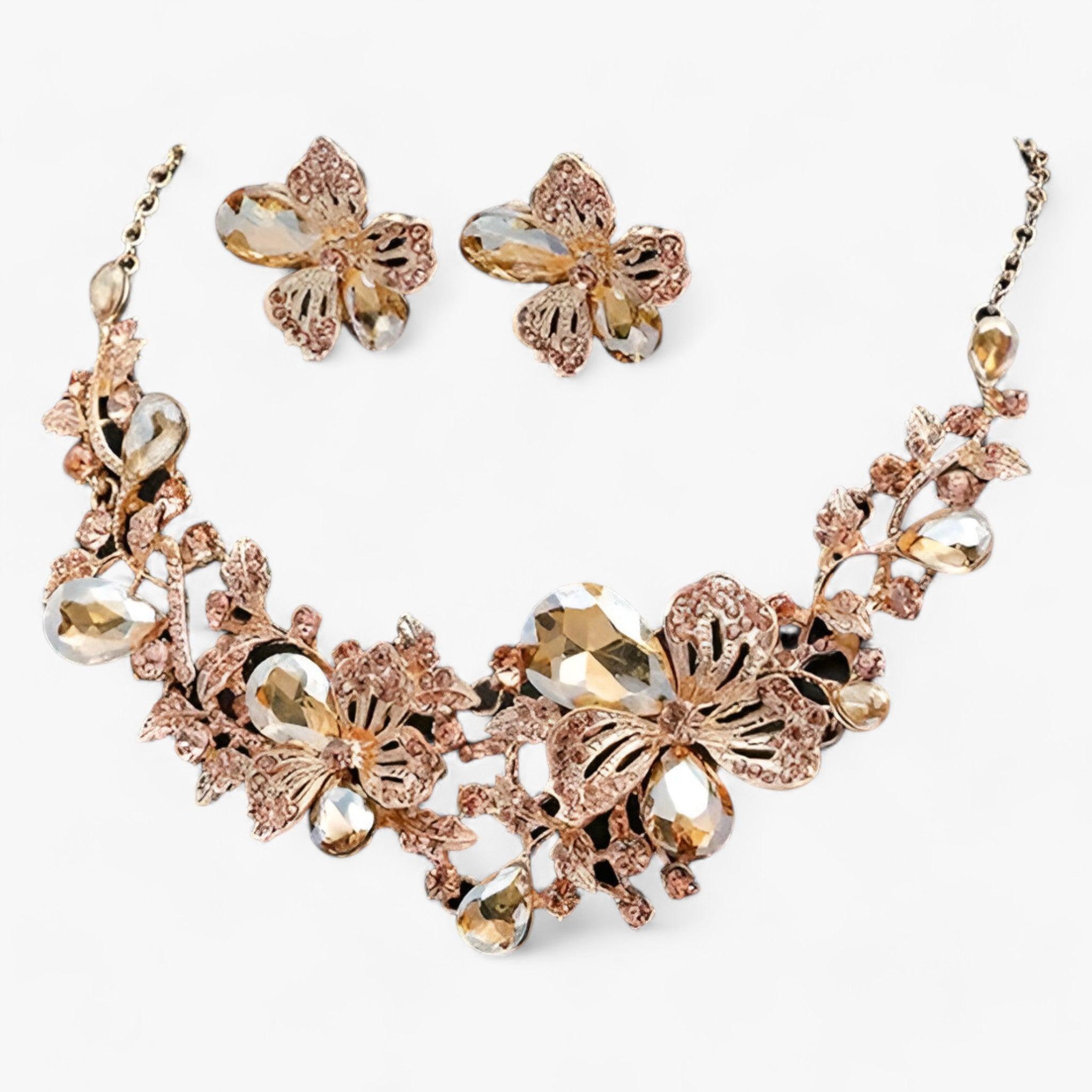 FleurGlow - Floral Enamel Bridal Jewellery Set
