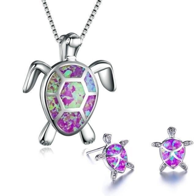Mila - Parure tortue marine, collier et boucles