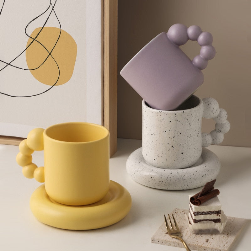 LuxeHestia - Handmade Porcelain Cup and Plate Set