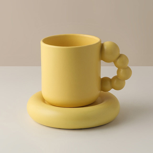 LuxeHestia - Handmade Porcelain Cup and Plate Set