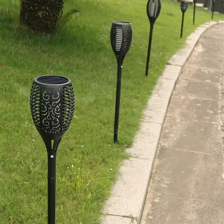 Deluxe Solar Garden Torches - 96 LED Realistic Flame Effect (Set of 4)