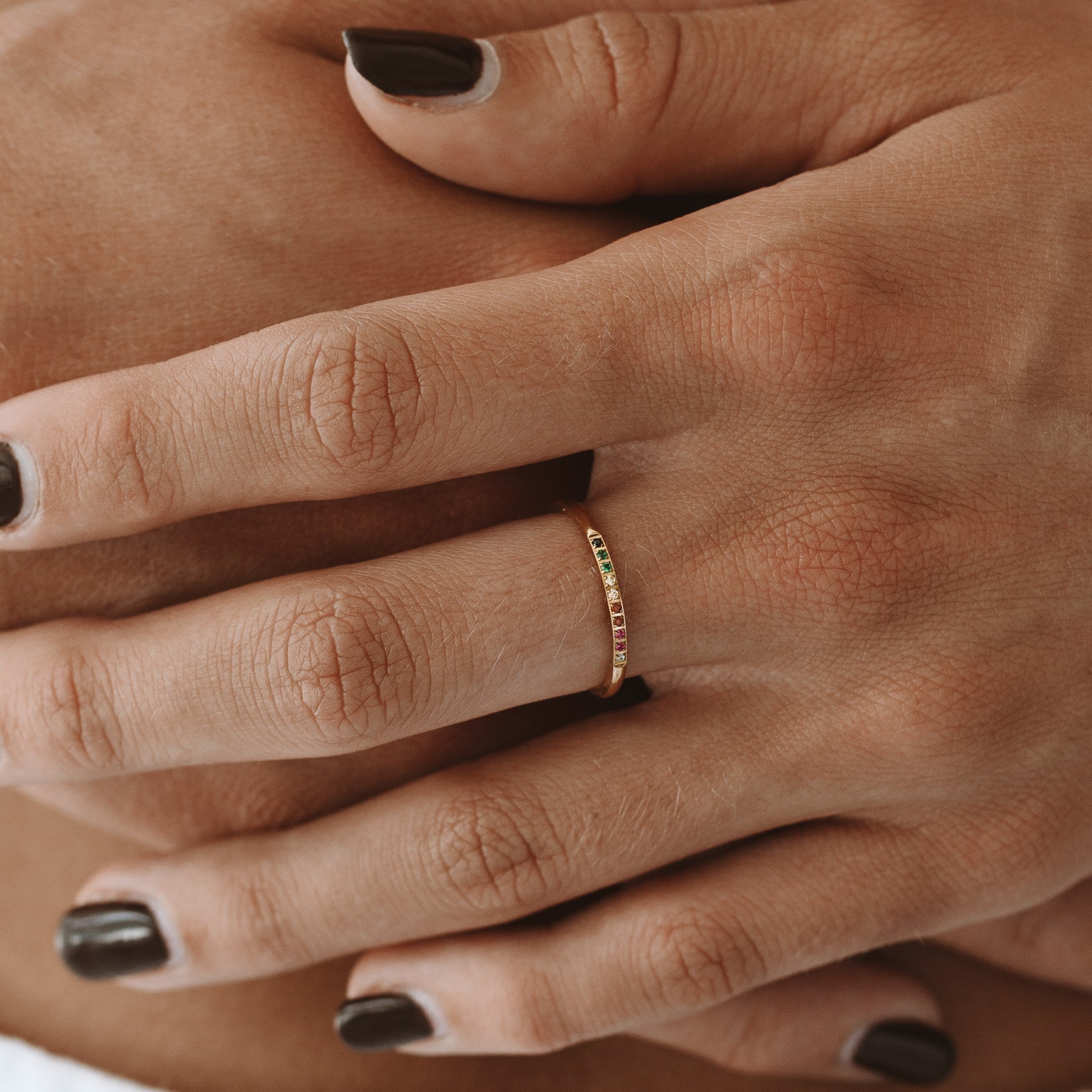 Solene - Bague dorée avec pierres colorées