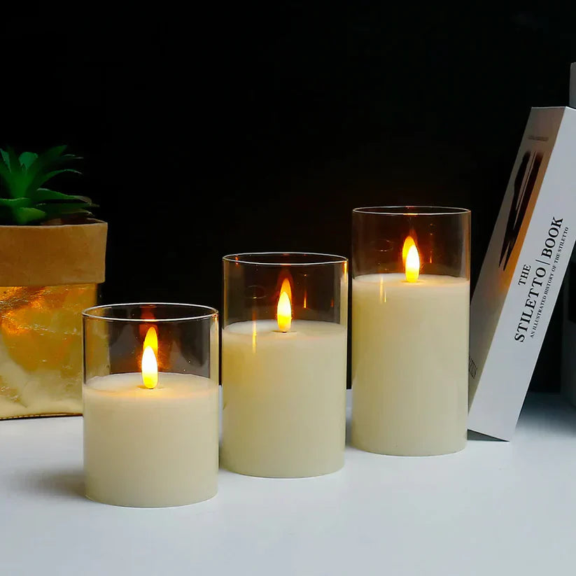 Yulwick - Rechargeable Cordless LED Candles, Set of 3