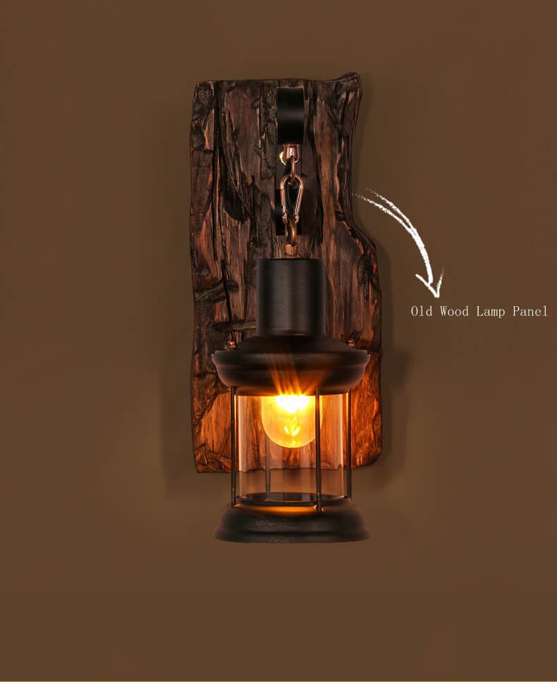 Veritas - Glass Wall Light with Wooden Base