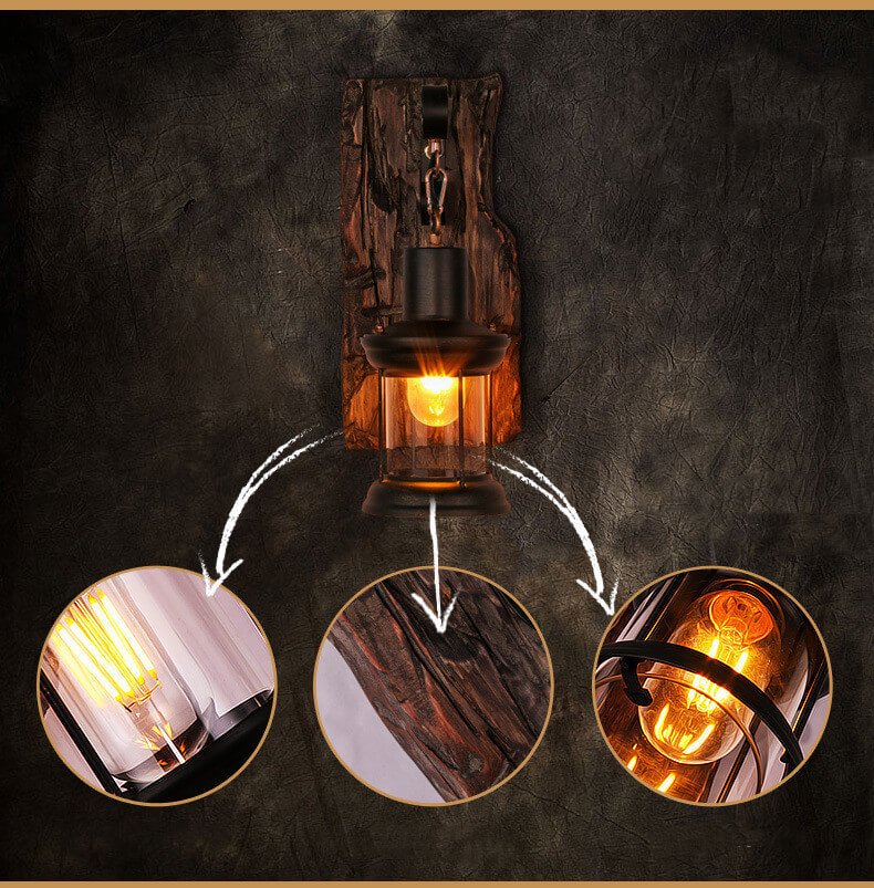 Veritas - Glass Wall Light with Wooden Base