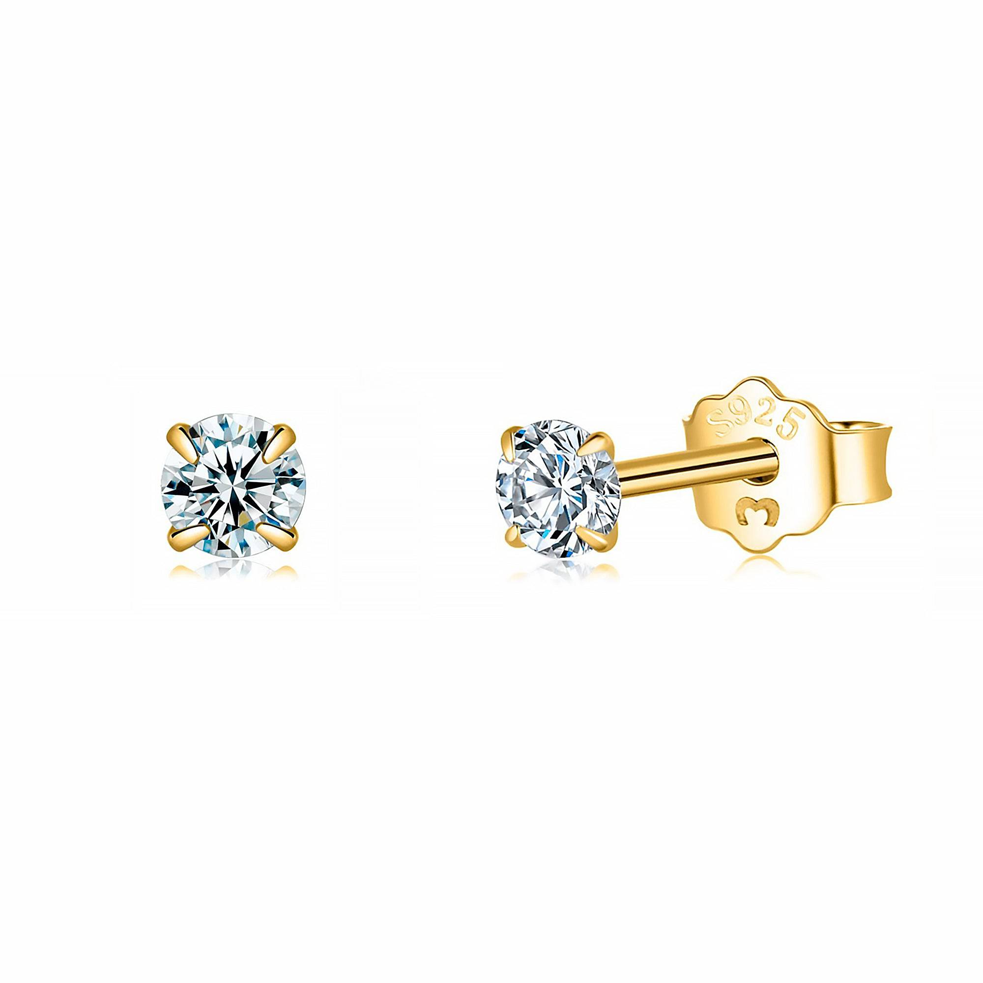 Lynette - Minimalist Round Silver Zirconia Earrings