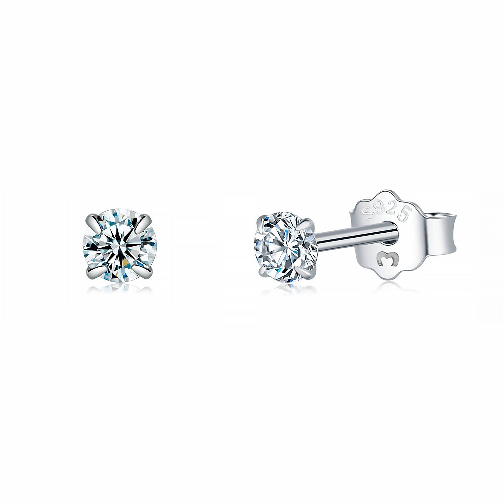 Lynette - Minimalist Round Silver Zirconia Earrings