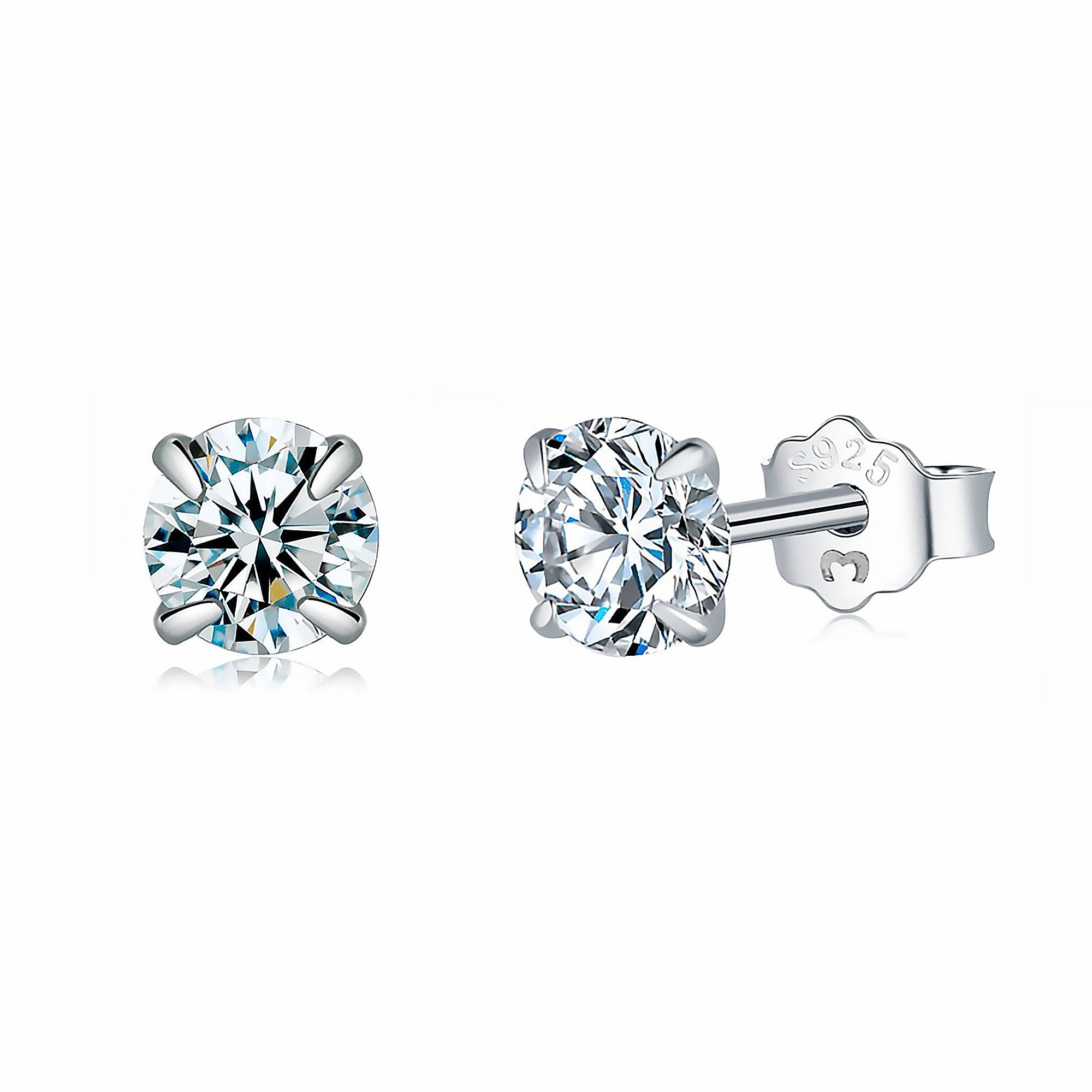 Lynette - Minimalist Round Silver Zirconia Earrings