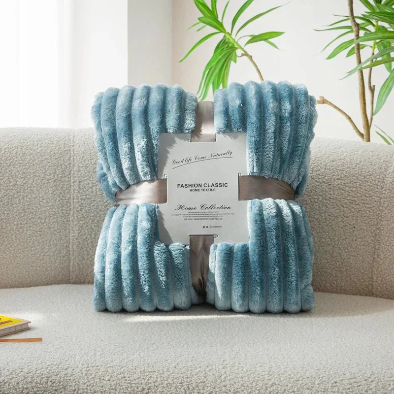 CozyFlanel - Soft Wide-Stripe Flannel Throw Blanket