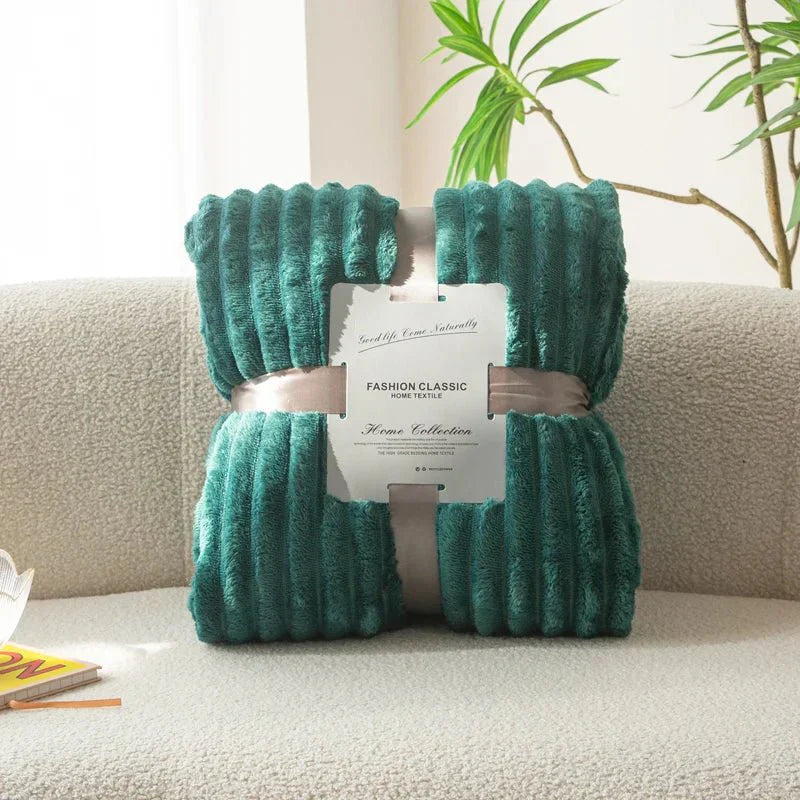 CozyChic - Cozy Wide-Stripe Flannel Throw Blanket