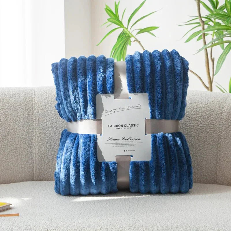 CozyFlanel - Soft Wide-Stripe Flannel Throw Blanket