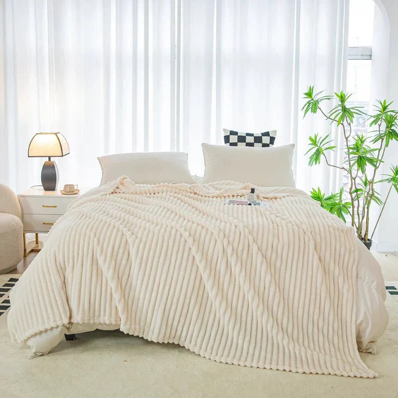 CozyFlanel - Soft Wide-Stripe Flannel Throw Blanket