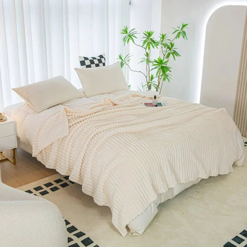 CozyFlanel - Soft Wide-Stripe Flannel Throw Blanket