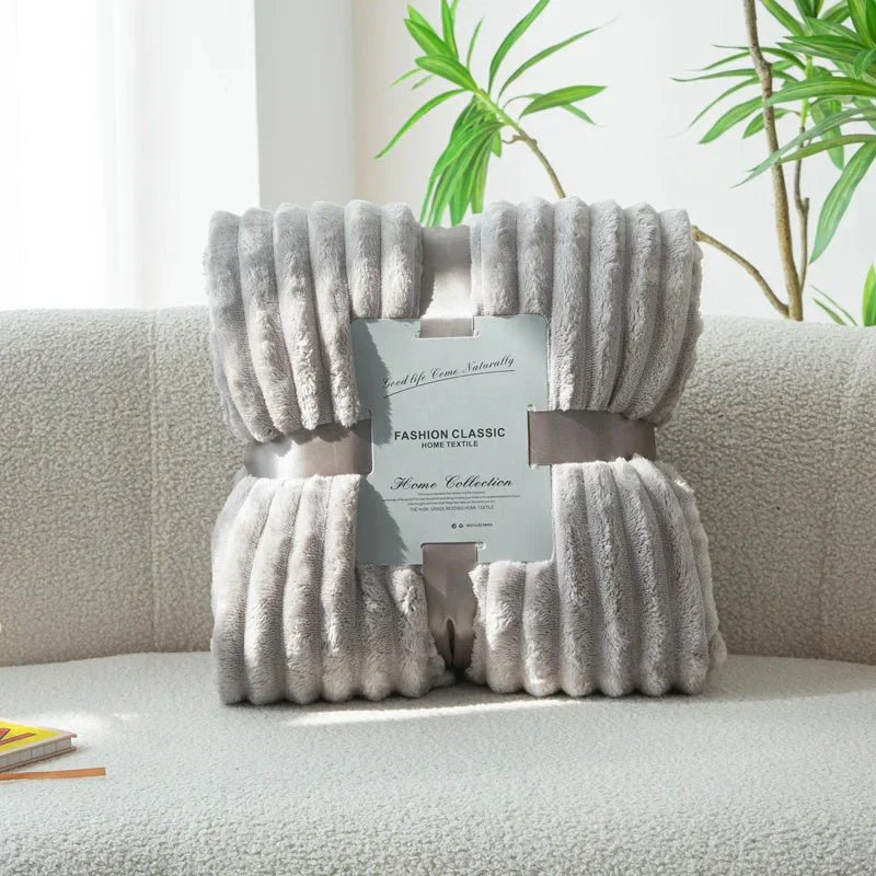 CozyFlanel - Soft Wide-Stripe Flannel Throw Blanket