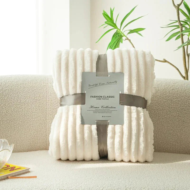 CozyFlanel - Soft Wide-Stripe Flannel Throw Blanket